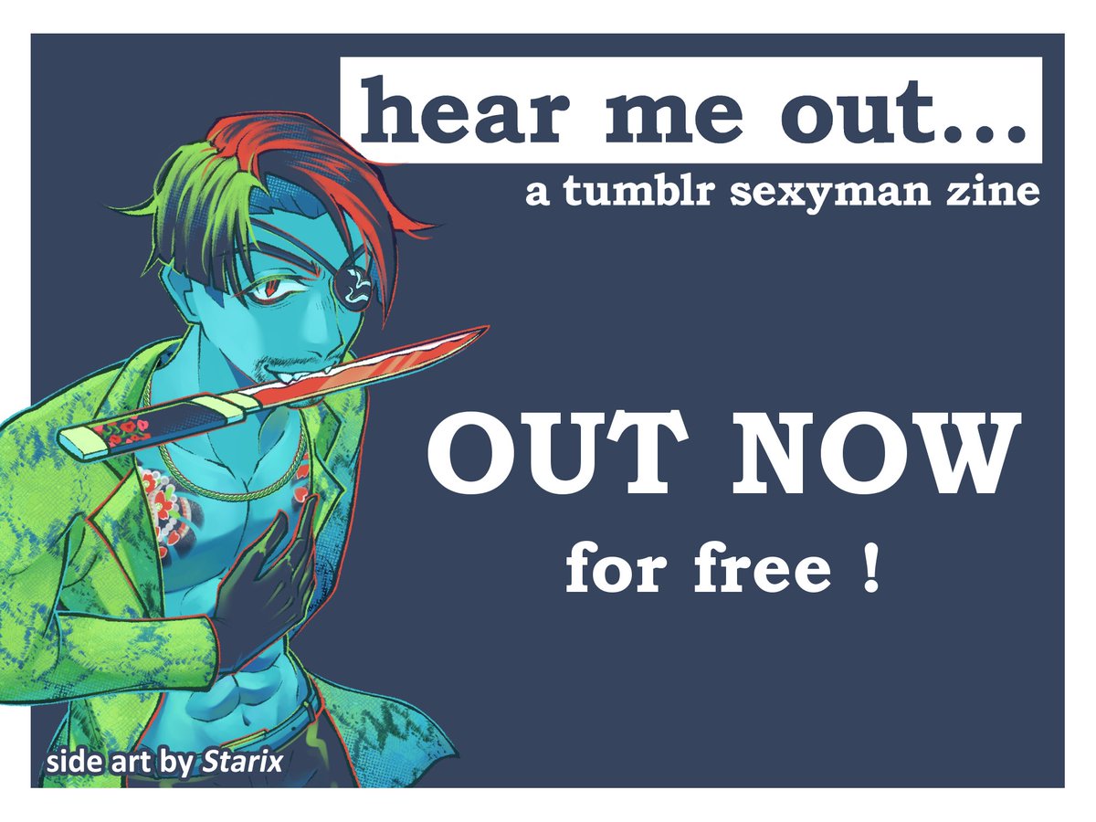 💌 Hear Me Out.. IS OUT RIGHT NOW!! 💌

AND FOR FREE!!!! You can view the zine on itch.io using the link in our bio or down below! We hope you all enjoy the work of our contributors and mod team!!

✧ sexymanzine.itch.io/zine ✧

✧ Art by <a href="/starphostrix/">Starix 💫🦉 CF22 K-07b | Vgen/cmms open</a> ✧

#zine
