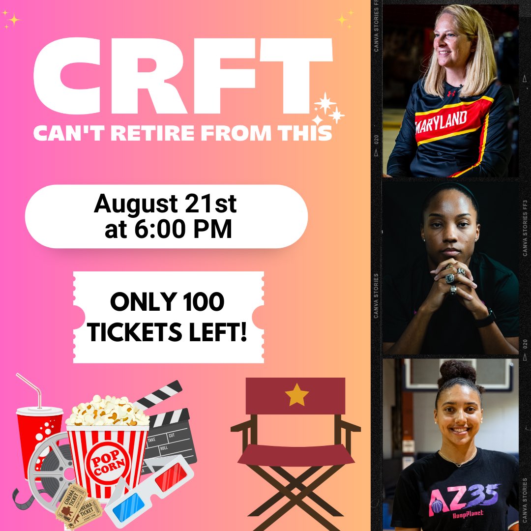 Only 💯 tickets left for our special screening event! 😱 Secure yours now by clicking on the link below! 🎟 eventbrite.com/e/cant-retire-… #dontmissthis #cantretiredoc #specialscreening #specialscreeningevent #cantretirefromthis #lindsayallen #azzifudd #crft #umdwbb