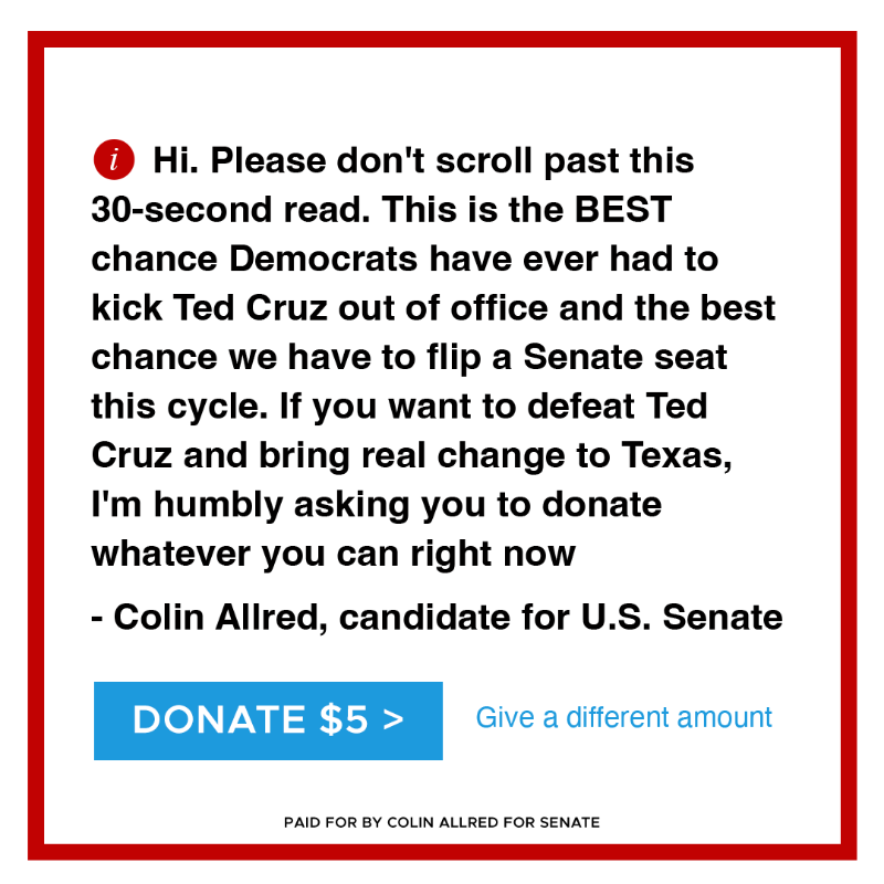 ColinAllredTX's tweet photo. Please read this.