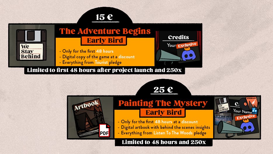 Only 14 hours left to pledge our two Early Bird rewards ⏰🐦

Get the game for a reduced price and, if you like, a wonderful digital artbook! Head over to our Kickstarter page to secure one of these tidbits if you haven't already 🚀

 kickstarter.com/projects/westa…