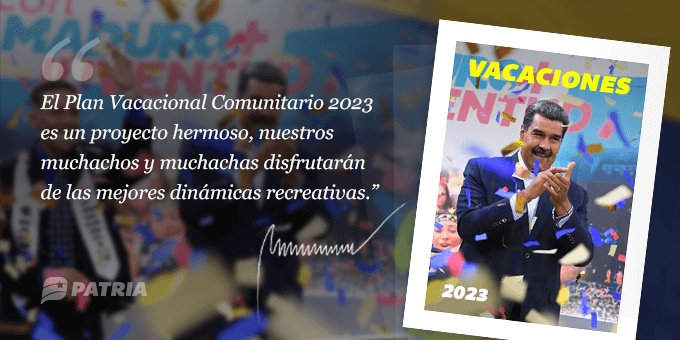 Bonosdelapatri1's tweet photo. Atencion

Inicia la entrega del Bono Vacaciones 2023 a través del Sistema Patria. La entrega tendrá lugar entre el 11  al 21 de Agosto de 2023. https://t.co/vidoYQQWf7