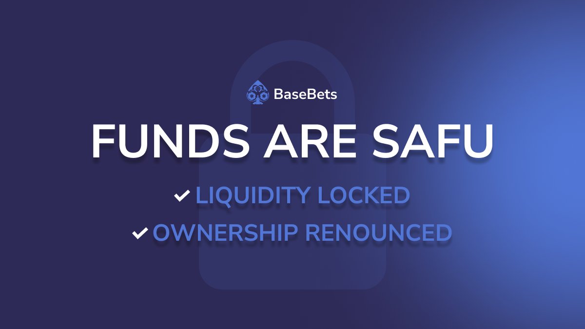 base_bets's tweet photo. FUNDS ARE SAFU
$BETS is safe to trade

🔒 Liquidity lock
https://t.co/X2QyDGXSwt

❎ Ownership renounce
https://t.co/ZXf4uOw1pr

Happy trading! https://t.co/oE6fuaSL00