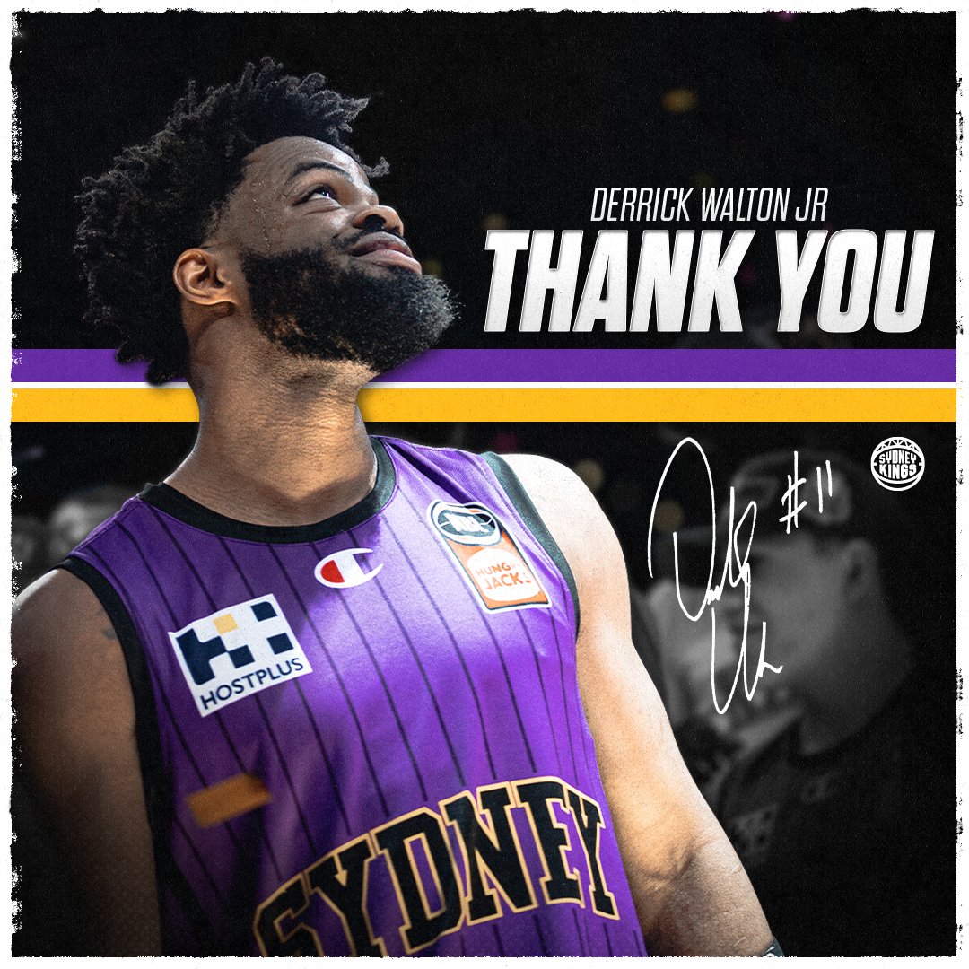 SydneyKings's tweet photo. A big thank you to #NBL23 Finals MVP @DerrickWalton10 for your commitment to the club during your time in Sydney 💜💛

All the best in the future, Derrick.

#WeTheKings https://t.co/jdsxJz4rCe