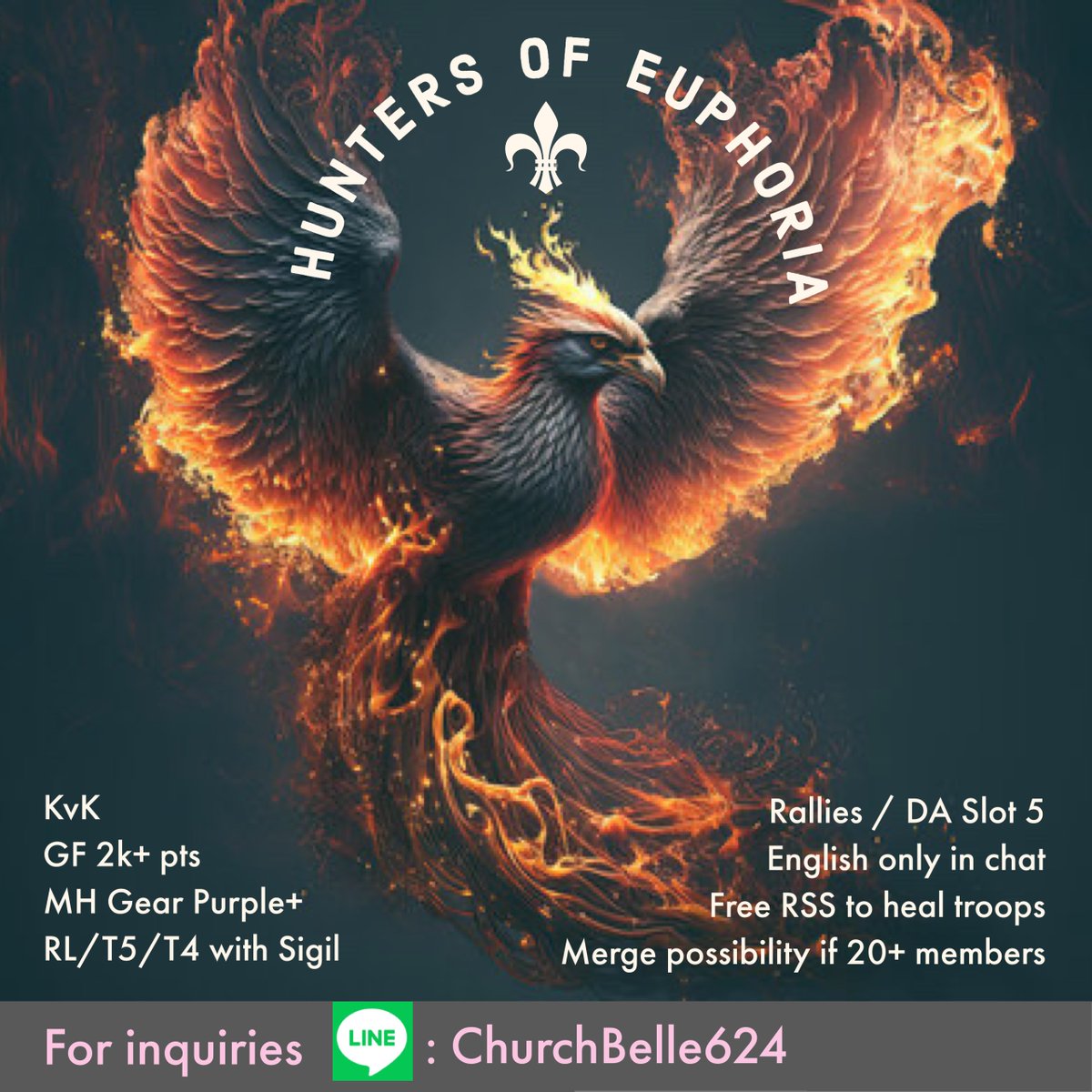 athleting's tweet photo. @LordsMobile [MHe] Hunters of Euphoria is currently looking for active players
If Interested Contact ChurchBelle624 on LINE app
No in game applications https://t.co/Ul3BgVCjLp
