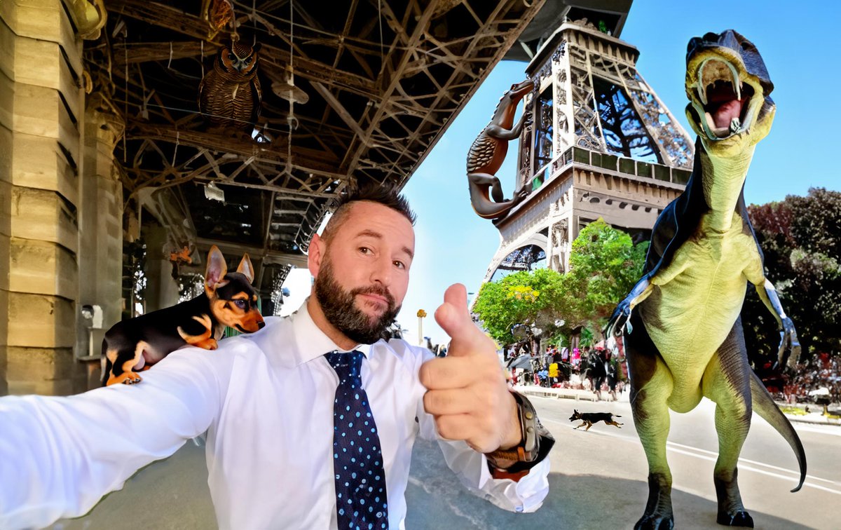 LeviDrops's tweet photo. Good time for a selfie? I sent Marius to Paris. Comment a photo and I'll A.I. modify you into another world.

My Book: https://t.co/1mjI9QQGoG

#LeviDrop #DesigningHell #GhostVsAngel
#dog #dogsofinstagram #dogs #puppy #doglover #doglife
#dinosaur #jurassicpark #dinosaurs https://t.co/9QO5htWbiV