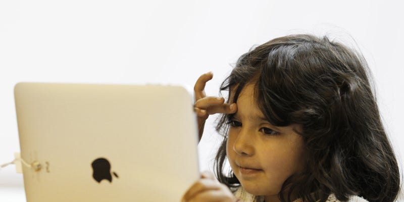 cyber_parent's tweet photo. I used to work for Apple and watched it lose the K-12 education market to Google. Now it could lose the next generation of fans.
A girl views a new iPad tablet computer at an Apple store during its UK lau... https://t.co/mEktqPQ7JS https://t.co/Kn7aY0O238
