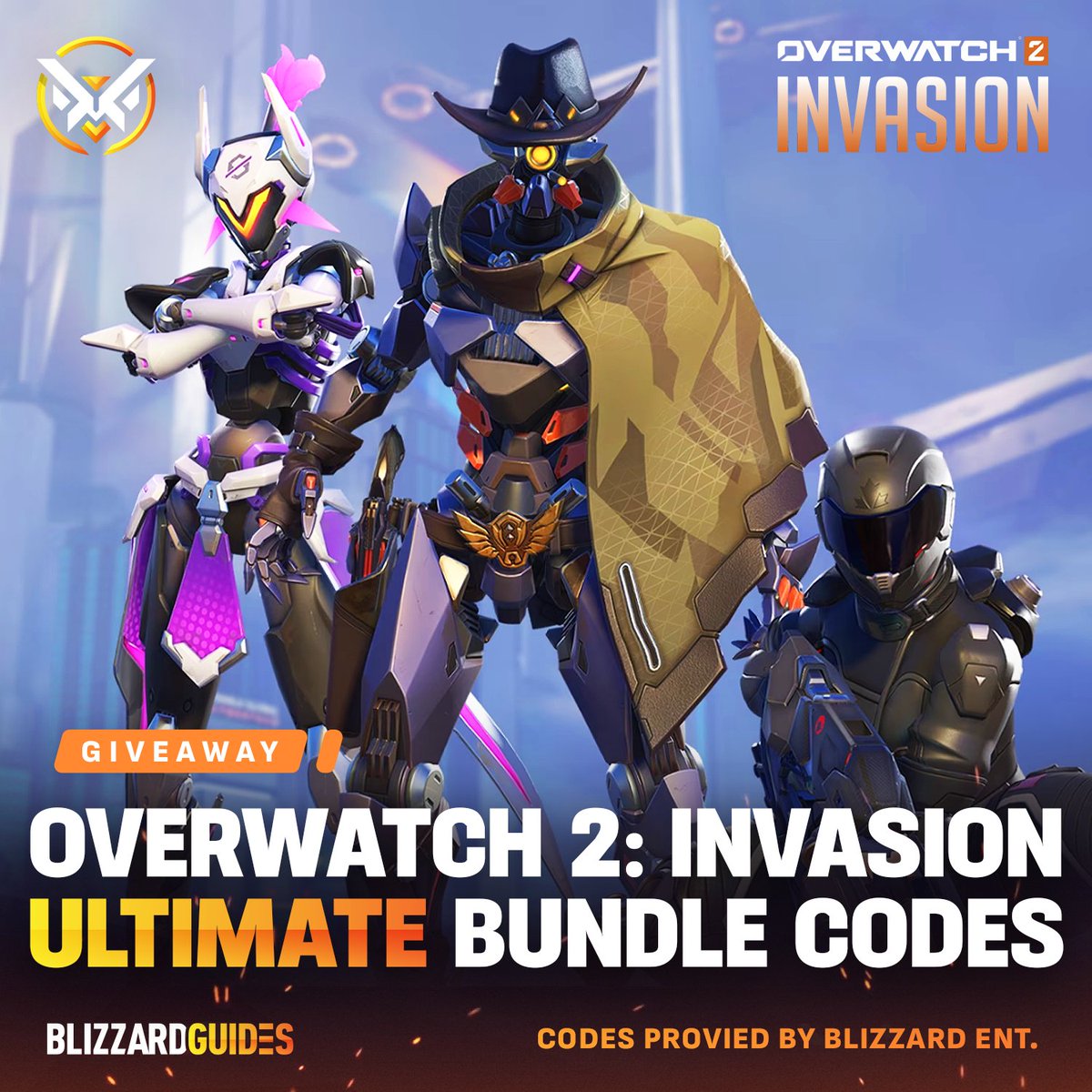 📢 G I V E A W A Y   T I M E ! 

Thanks to <a href="/PlayOverwatch/">Overwatch</a> we have some Overwatch 2: Invasion Ultimate Bundle codes to giveaway!

How to enter:
✅FOLLOW US <a href="/Blizzard_Guides/">Blizzard Guides</a>
✅RETWEET THIS TWEET
✅TAG 2 FRIENDS

#Overwatch2 #OverwatchInvasion #OW2Giveaway