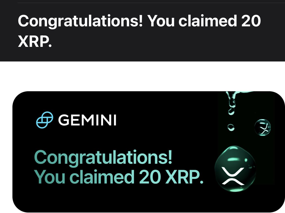 Yeah buddy! Free $xrp!!! Thanks <a href="/Gemini/">Gemini</a>