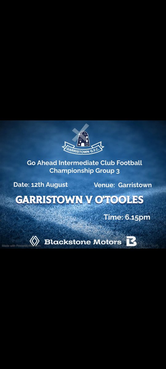 Mens first team start their Intermediate Championship tomorrow evening in Garristown at 6.15 vs <a href="/OTooles_GAC/">O'Tooles GAC</a>. Please come out and show your support. <a href="/OfficialBSM_1/">Blackstone Motors</a>