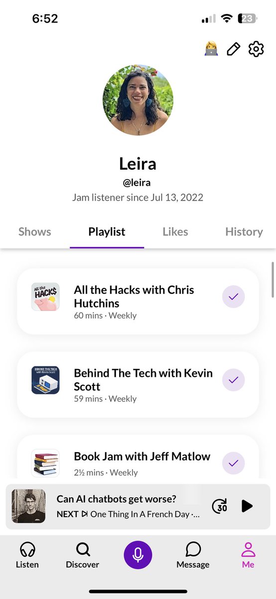 <a href="/Mappletons/">Maggie Appleton</a> At <a href="/ListenToJam/">Jam 🎧</a> we’re working on socializing the podcasting experience. You can share your profile which contains the podcasts you know and love. 

We’re open to feature requests and feedback!