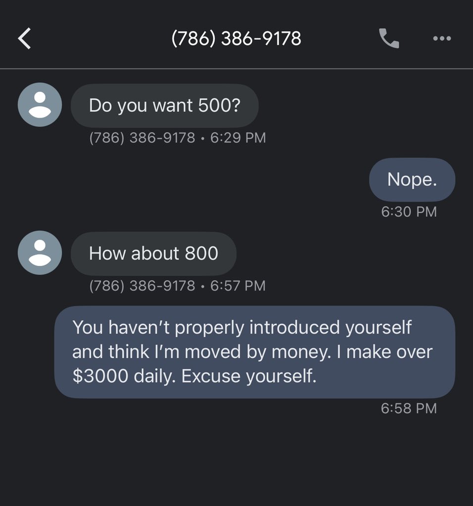 eyesxonfire's tweet photo. I expose phone numbers of time wasters over here. I don’t care.

I make 3k in my sleep. Don’t play with me. https://t.co/QpppY3EUgd