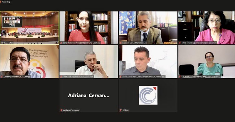 Durante la Primera Sesión Extraordinaria del Sistema Nacional Anticorrupción, Jafia Pacheco, en su carácter de representante del CC del SEAC, se manifestó a favor de establecer acciones de carácter nacional para fortalecer los procesos de compras públicas, entre otros asuntos.