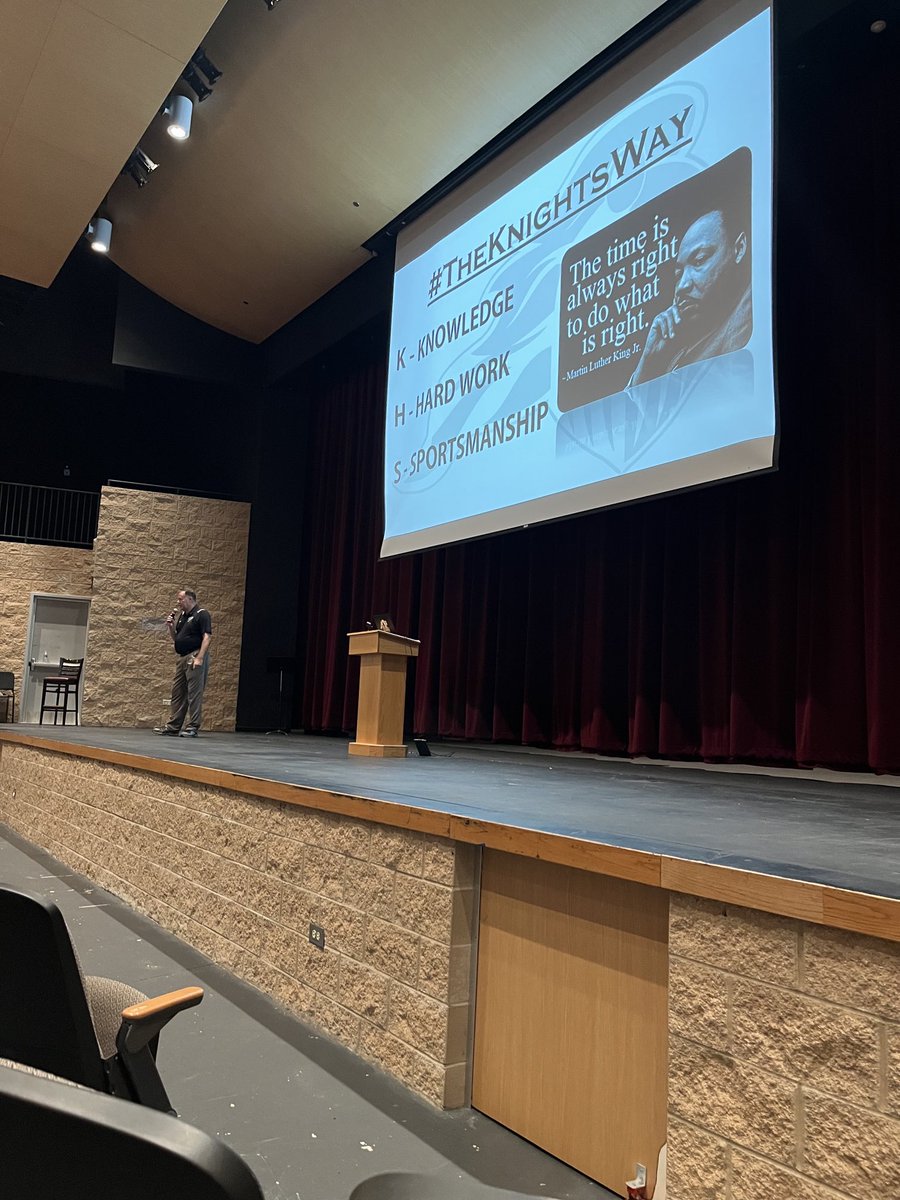 ⁦<a href="/KHS_Knights/">Kaneland Athletics & Activities</a>⁩ explaining #theknightway as K knowledge H hard work &amp; S sportsmanship. Excellence and attention to character is one of the many attributes that make Kaneland a great place to be.
