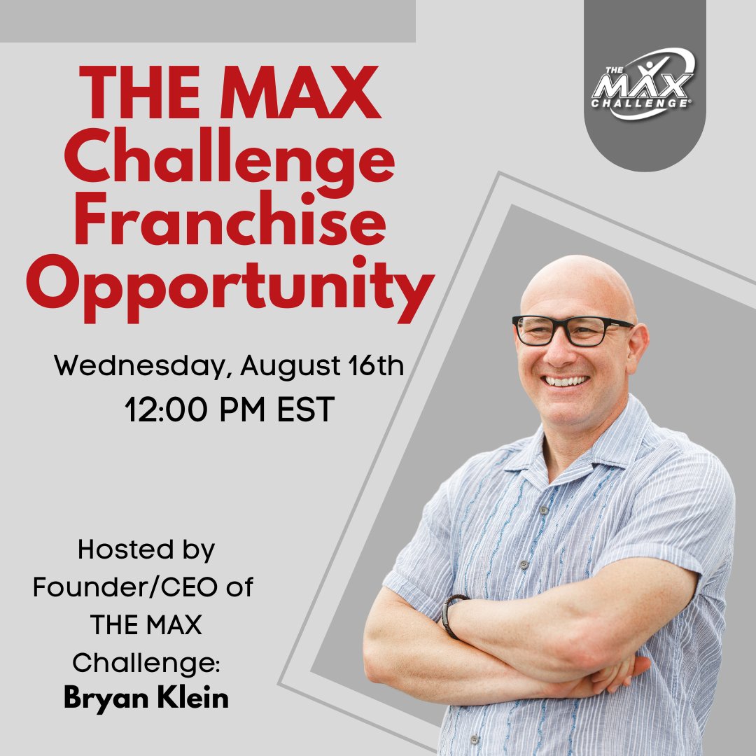 TheMAXBryan's tweet photo. Learn more about our franchising opportunity and gain valuable knowledge about how YOU can start your own business.

Don't miss the webinar I'll be hosting this Wednesday, August 16th at 12:00 PM EST!

REGISTER HERE ➡️ https://t.co/QJjlbRqKD1 https://t.co/vqGJtlMTSo