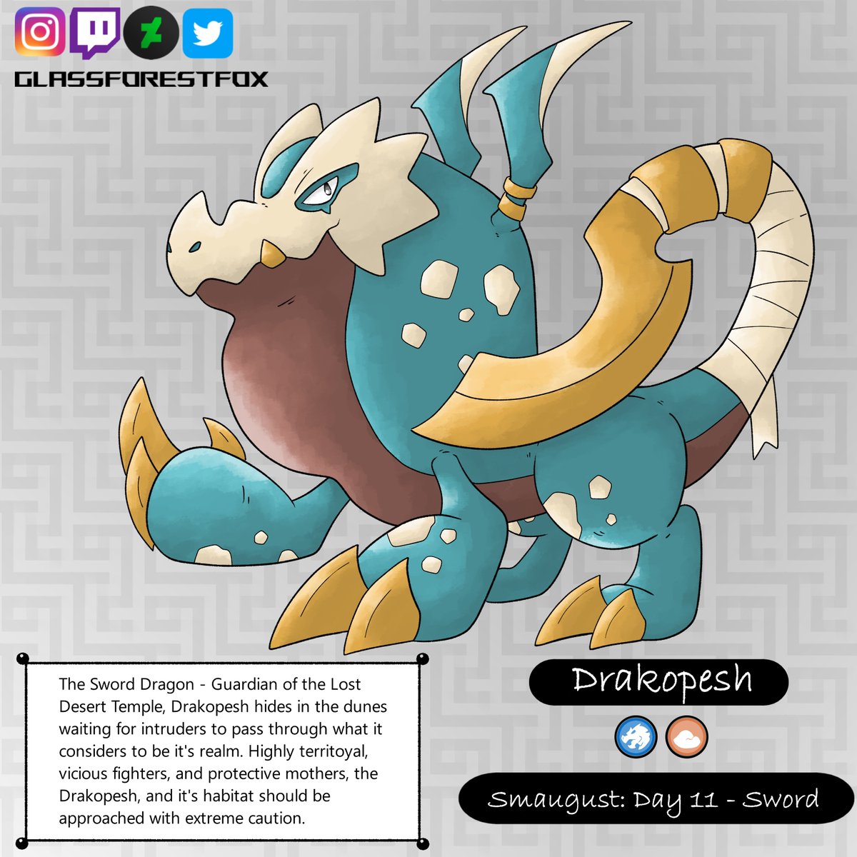 scrawlingfox's tweet photo. #smaugust #smaugust2023 #digitalart #artistontwitter #fakemon #pokemon #fanart https://t.co/EpfnuFnEdn