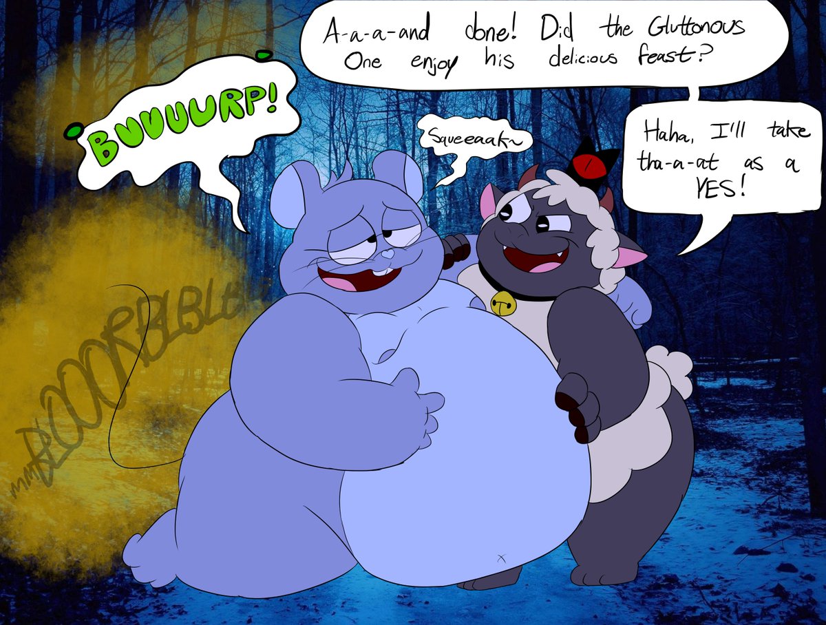 BrappyMouse's tweet photo. Fart and burping alt to this weight gain comic I made~ https://t.co/KXLMtapXb7