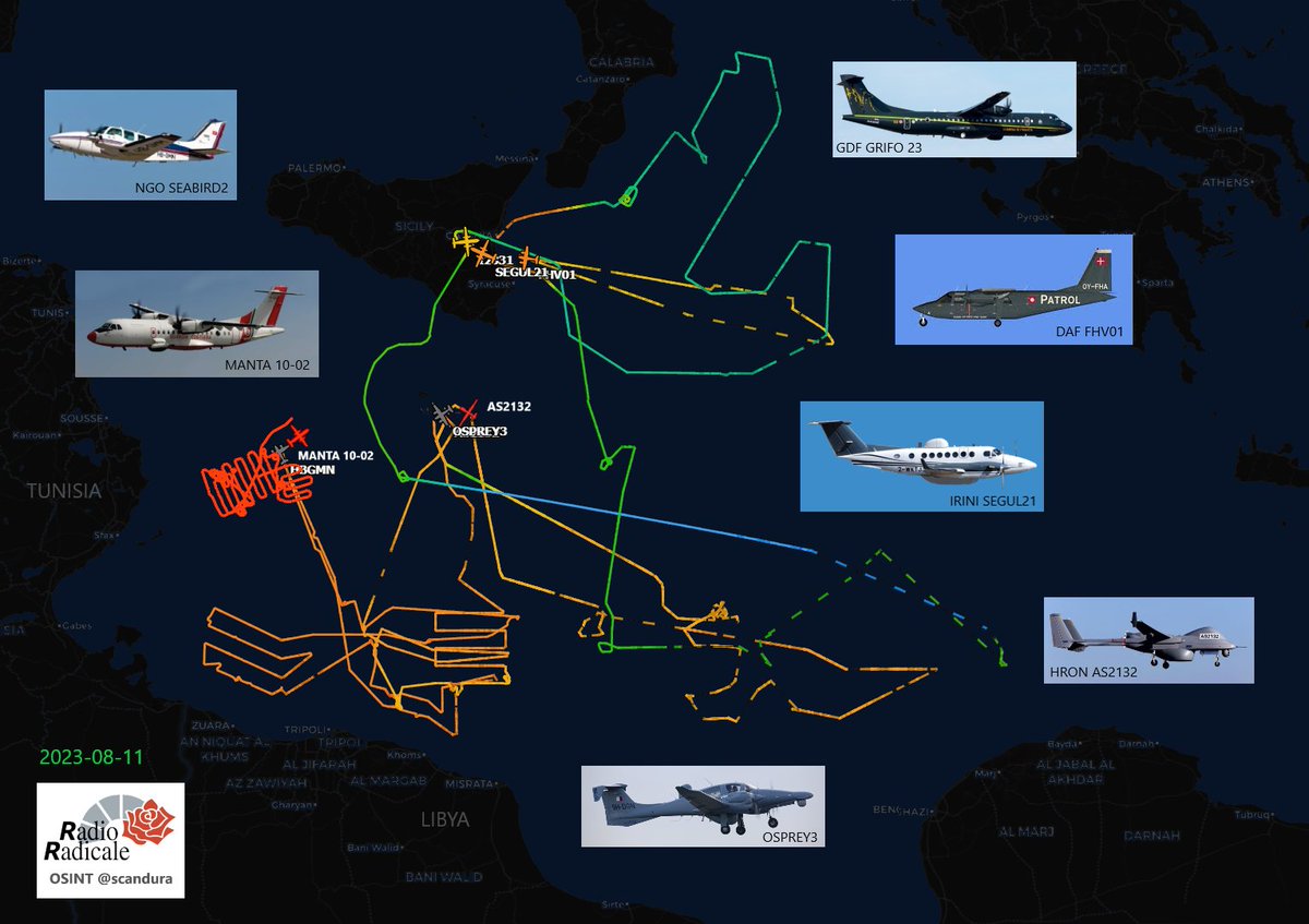 scandura's tweet photo. I voli tracciati oggi
Frontex๐ช๐บ
๐ฉ๏ธDA62 9H-DGN #OSPREY3๐ฒ๐น
๐ฉ๏ธDRONE HRON #AS2132๐ฒ๐น
๐ฉ๏ธDAF BN2P OY-FHA #FHV01๐ฉ๐ฐ
๐ฉ๏ธGDF #MM62331 #GRIFO23 ๐ฎ๐น
Irini๐ช๐บ
๐ฉ๏ธB350 2-WKTJ #SEGUL21๐ฌ๐ง
ONG๐
๐ฉ๏ธBE58 HB-GMN #SEABIRD2๐จ๐ญ
Guardia Costiera๐ฎ๐น
๐ฉ๏ธAT45 #MM62208 #MANTA_10_02๐ฎ๐น
๐ OSINT Radio Radicale 11/08 https://t.co/DRlEqL91VV
