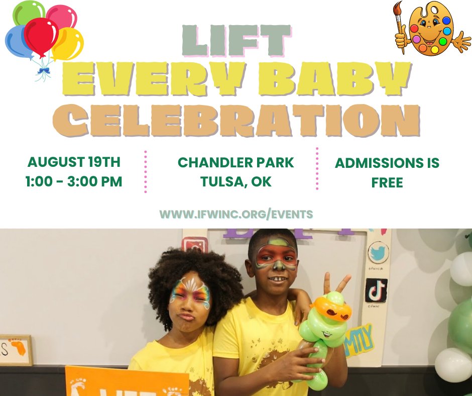 ifwincok's tweet photo. Join us in celebrating our 8th annual Lift Every Baby Event!!! There will be food, giveaways, and lots of family fun!!!

August 19th, 2023
1:00 - 3:00 PM
Chandler Park

#lifteverybaby #nationalbreastfeedingmonth #nbm23 #familyfun #tulsaok #chandlerpark https://t.co/DrNrlKcNAc