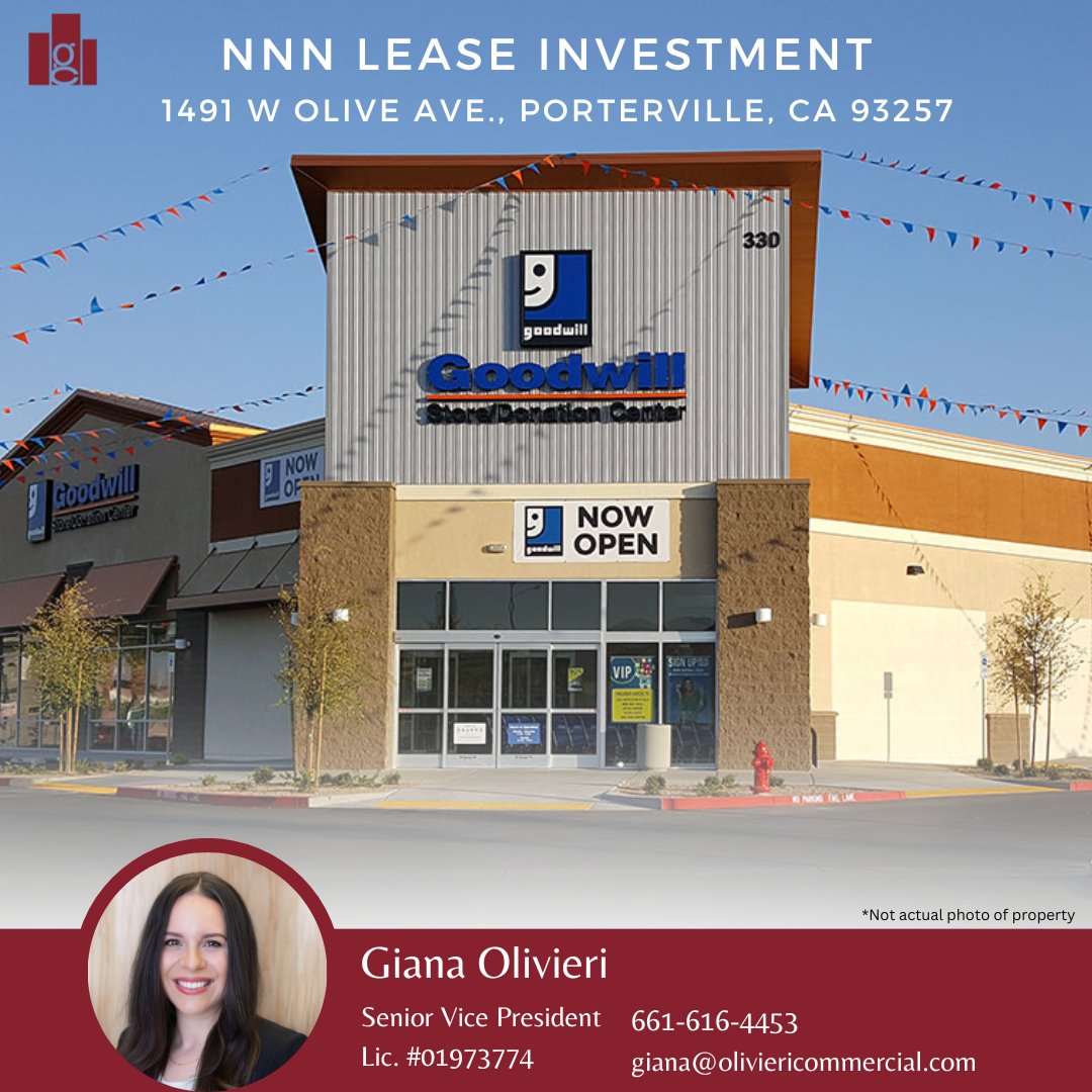 OCG16's tweet photo. We KNOW you don’t want to miss out on this investment opportunity!

This NNN investment will offer you a unique opportunity to establish consistent, long-term returns while also contributing positively to the community! #NNN #nnnlease #porterville #Goodwill #commercialrealestate https://t.co/iwJBITtQLJ