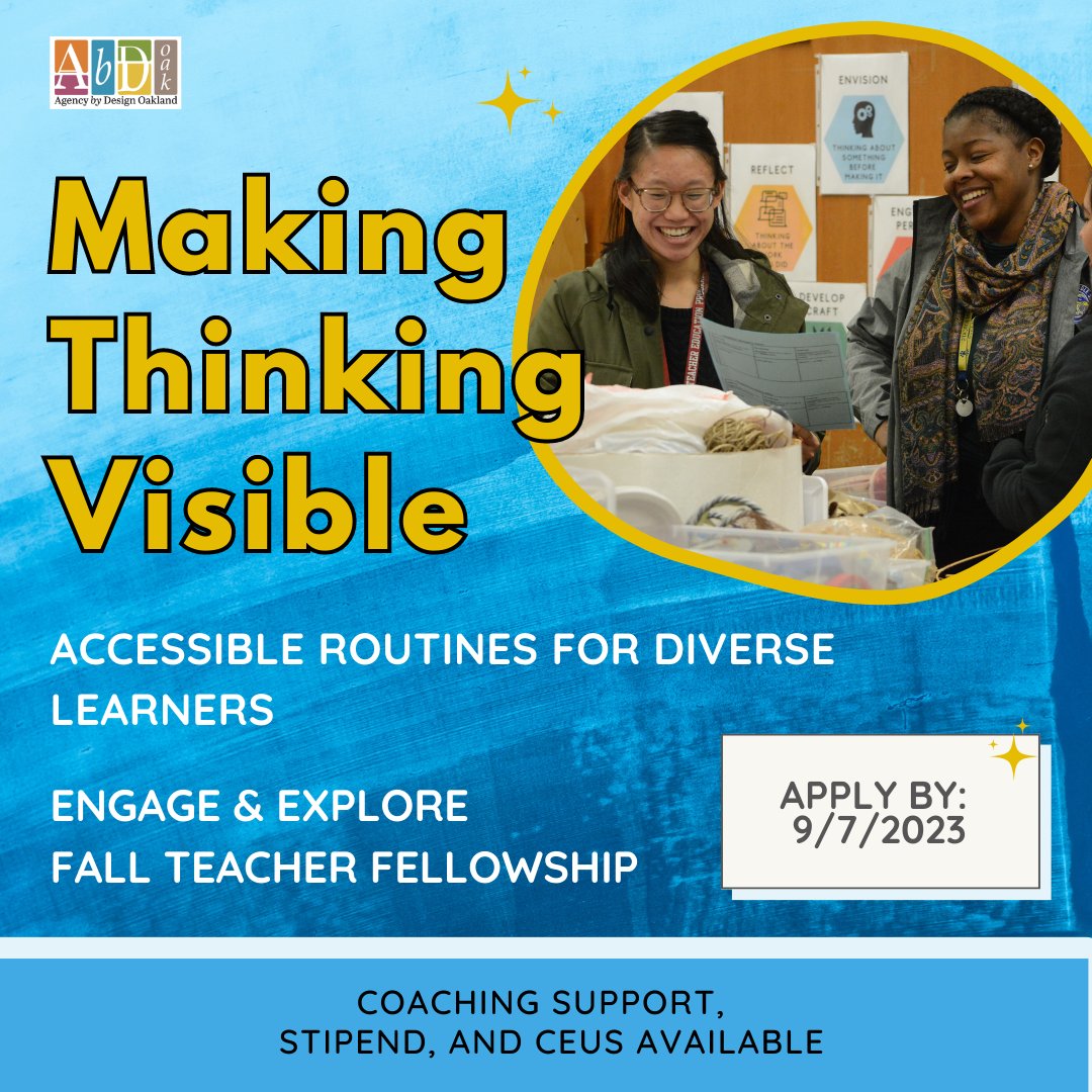 AbdOakland's tweet image. 🌱Join us in building agentic educators&apos; ecosystems that cultivate love and liberatory imagination. Apply to our Engage &amp;amp; Explore Fall Teacher Fellowship by Sept 7, and embark on a transformative journey and build a learning community with us! #OakEdu 👉🏼 linktr.ee/abdoakland