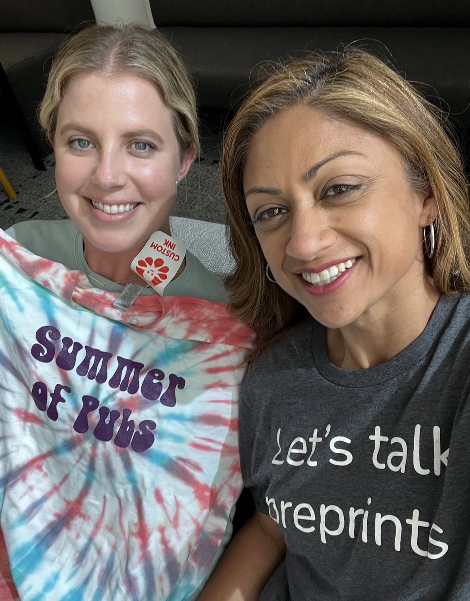 PracheeAC's tweet photo. Summer of pubs T-shirt slingshot + #PreprintCommentClub at @ArcadiaScience! Sporting my Letβs Talk Preprints shirt for the occasion π https://t.co/BVWGqQPOxx