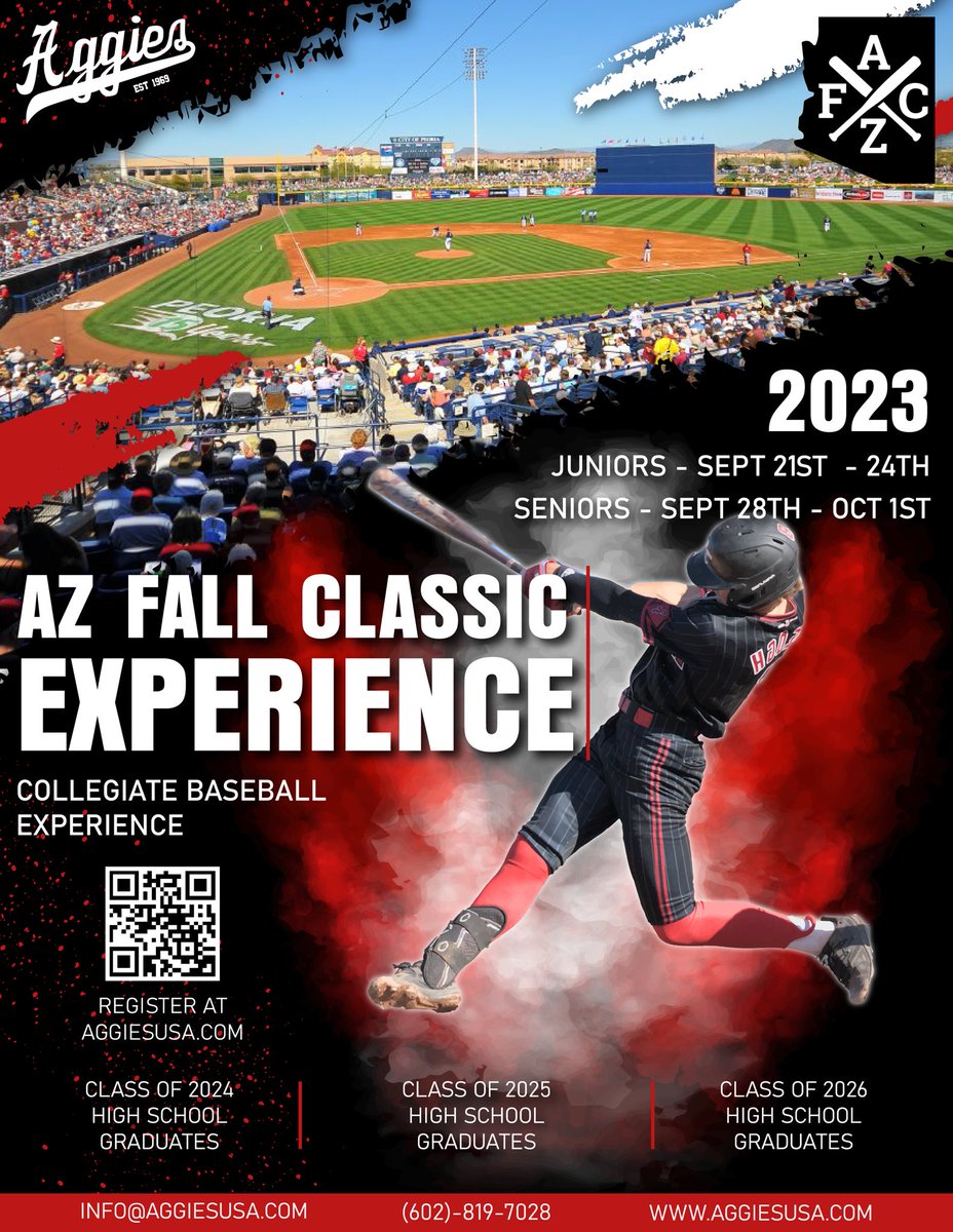 AggiesUSA's tweet photo. Attention #Uncommitted High School Players! ๐
โพ Aggies Baseball has open spots for the prestigious Arizona Fall Classic, a premier showcase event.
Calling Grad Classes 2026, 2025, 2024.
Secure your invite now at https://t.co/2If8mb5hNU!
#SwAggies #College https://t.co/3YzCuIY0j7