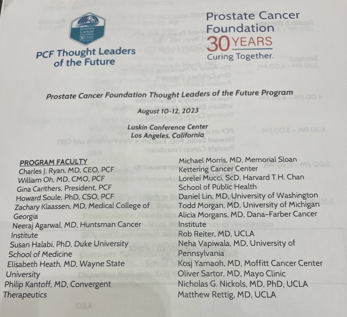 @PCFnews Thought Leaders of the Future Program, August 10-12, Los Angeles👉Congrats and thanks to @charlesryanmd @WilliamOhMD @soulehoward1 @AndreaMiyahira and the PCF team for organizing this fantastic training/ mentoring event focusing on young investigators pursuing