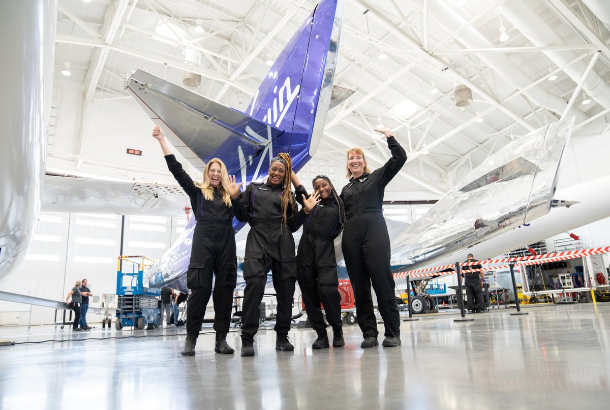 virgingalactic's tweet photo. How we feel about flying the most women to space in a single mission. 💜🤩 #Galactic02 https://t.co/KUemqnSchS