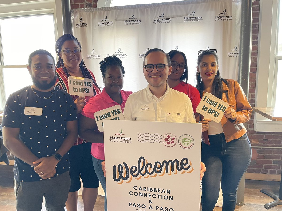 HartfordSuper's tweet photo. Join me in welcoming some of our new HPS teachers from Jamaica, Trinidad and Tobago, and Puerto Rico! They’re part of the Caribbean Connection &amp; Paso a Paso programs. Our students will benefit from these highly skilled educators, their diverse experiences &amp; passion for teaching. https://t.co/DqxpJTp2Zy