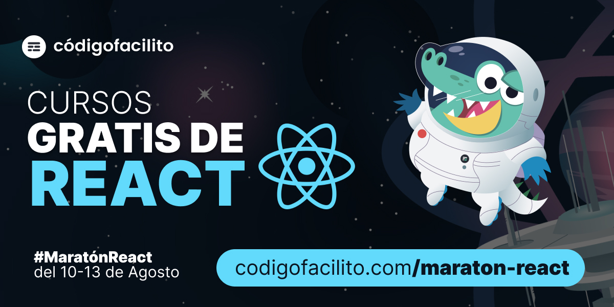 codigofacilito's tweet photo. ¡Continúa #MaratonReact!
✨ TODOS nuestros CURSOS de React son GRATIS hasta el 13 de Agosto ✨
Y sí: incluye descarga de certificados SIN COSTO si terminas el curso 💚 https://t.co/ZETuAO3YDn