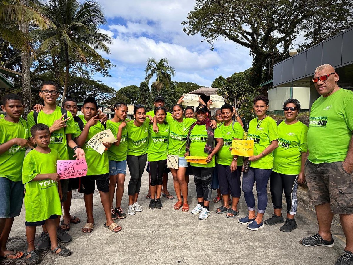 USPSA_'s tweet photo. 🌱 Happy International Youth Day! 🌍 
In partnership 🤝 with Red Cross Fiji, @IFRCAsiaPacific and @Fijiyouthsports ,our day long event has commenced with a #YouthMarch at Laucala Campus!  

#GreenSkillsForYouth #SustainableFuture #YouthEmpowerment #TeamUSP https://t.co/x0H81HINpA