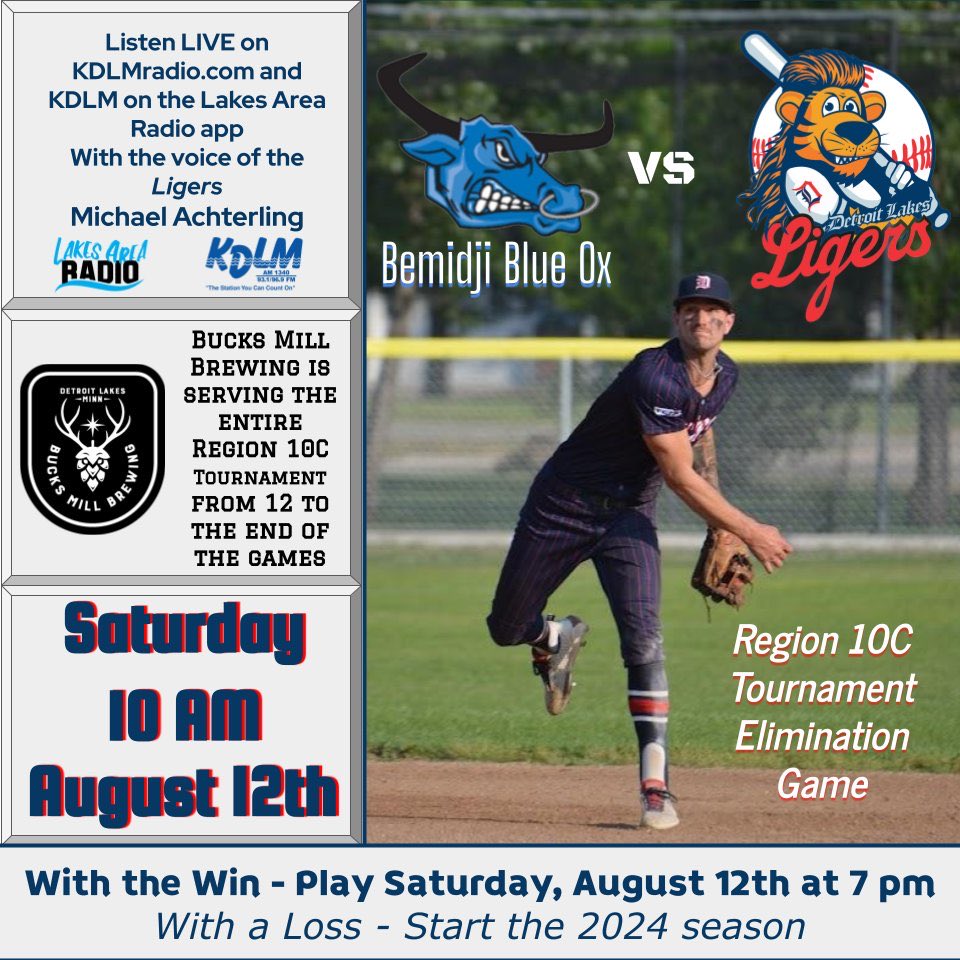BlueOxBaseball's tweet photo. Your Ox take on the @DLLigers at 10am tomorrow! Come on out for what will hopefully be a long day of baseball for the Ox. Need to win three to keep the season alive #OxNation https://t.co/a3p4WGhL78