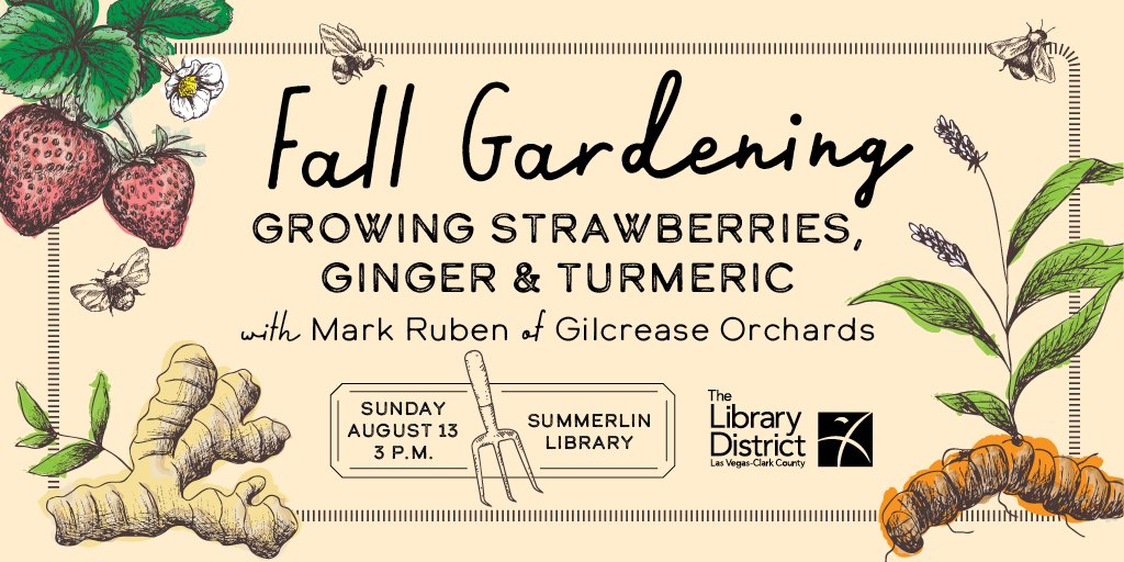 LVCCLD's tweet photo. Join gardening expert #MarkRuben from #GilcreaseOrchard & have all your #fallgardening questions answered on Sunday, August 13 at #SummerlinLibrary ๐ ๐บ ! Learn the basics of starting a fall garden during this FREE workshop ๐. Details: https://t.co/vZ91gMOS0Z #FreeToBe https://t.co/2g7tApz442
