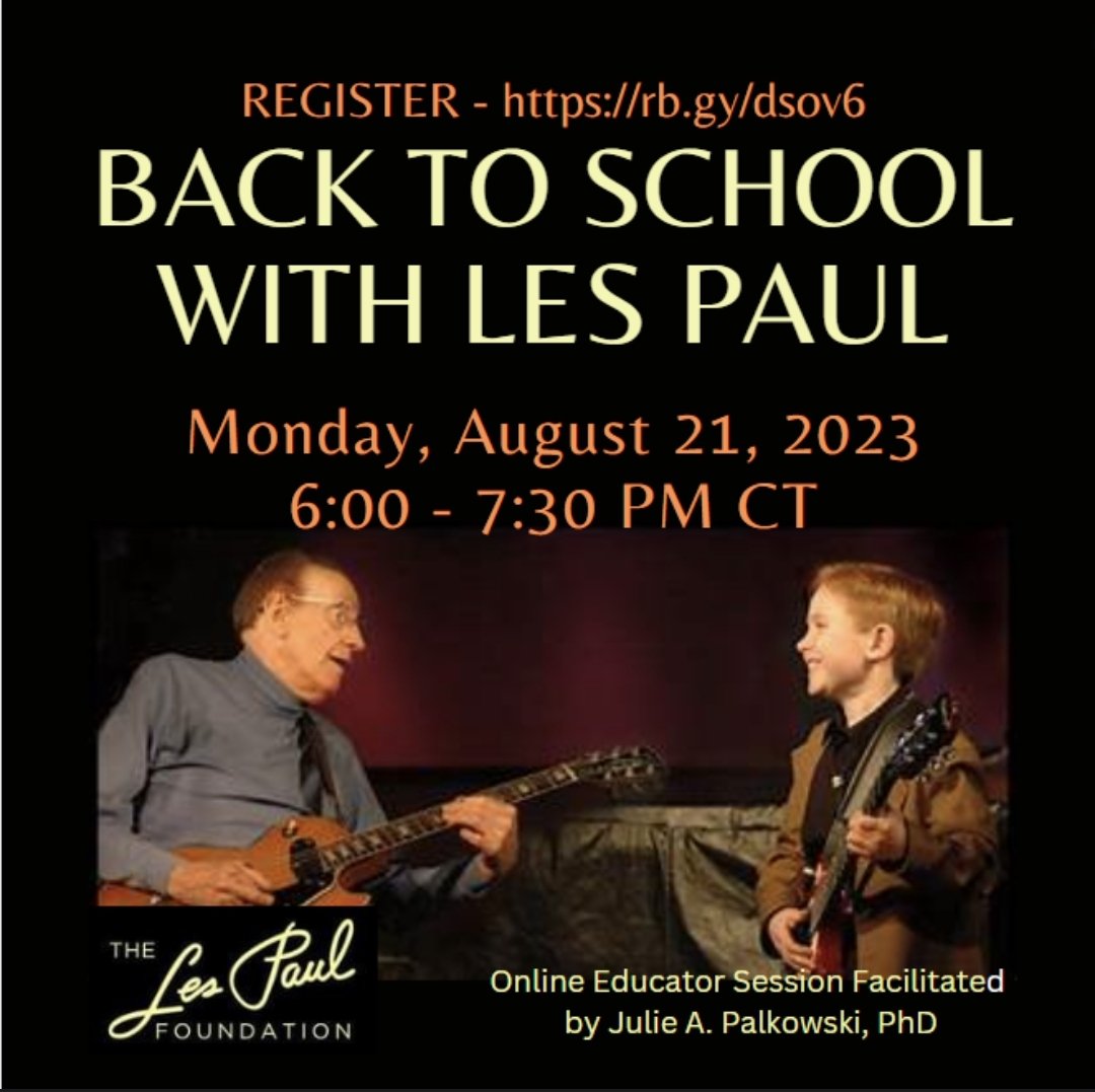 Educators- Discover online resources, create music, and learn a Les Paul song at this session. REGISTER - rb.gy/dsov6
#lespaulfoundation #lespaulofficial #LesPaul