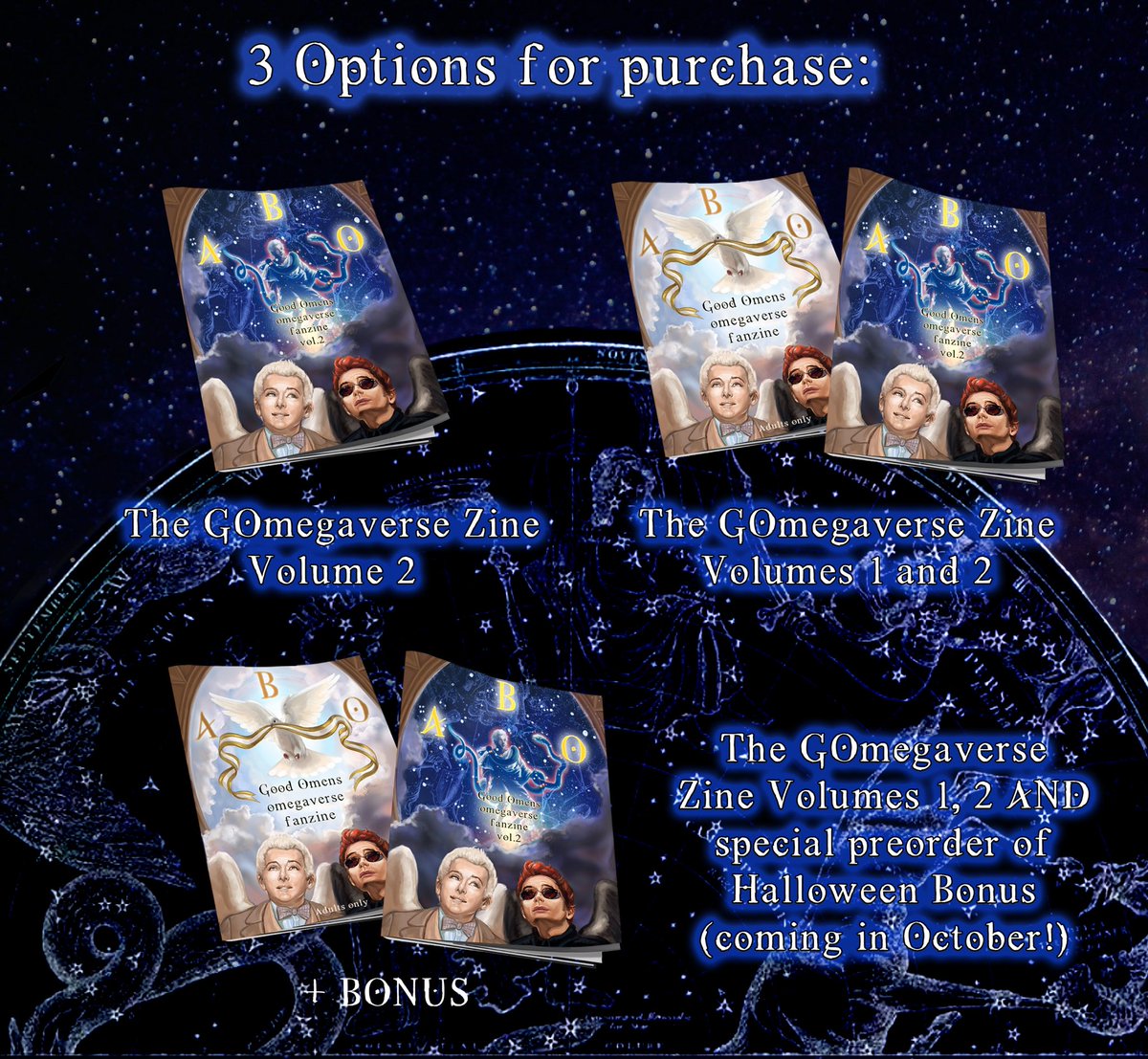 GomegaverseZine's tweet photo. Officially announcing the upcoming release of Volume 2 of the GOmegaverse Zine! 🔞😇😈🔥

Stay tuned for info on how to order and some super spicy sneak peeks!

#goodomens #omegaverse #goodomensnsfw #ineffablehusbands #IneffableBureaucracy https://t.co/PzVL1Wt54A