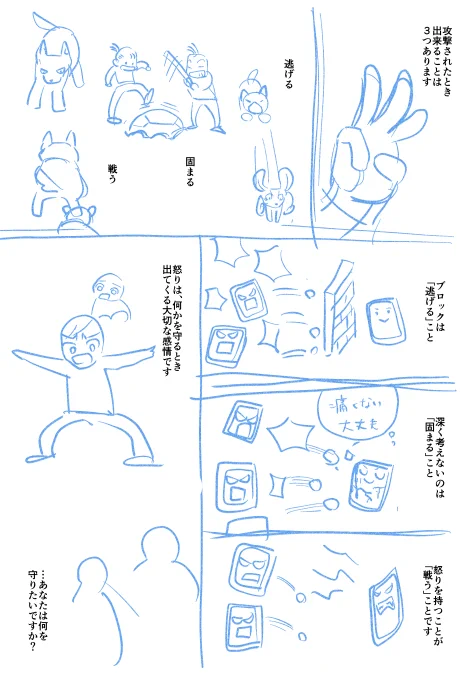 ネームの一部。文字サイズ小さめなので確認がてら1枚だけ載せてみる。
漫画を発信し続けたいけど、炎上して批判の言葉が沢山届くと心が折れそうになる…という相談。
私がしていたのは、逃げと守りだけでした。 