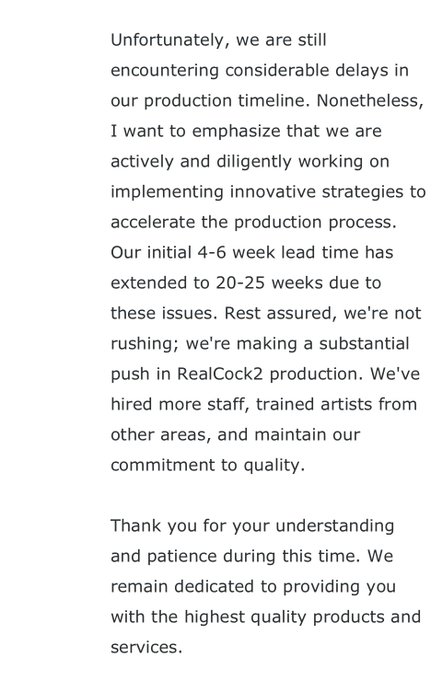 Looks like I&rsquo;m not getting my dildo anytime soon from realdoll . It sucks there&rsquo;s material issues but<a href="/tag/mvsales"class="tags"><span>#mvsales</span></a>
