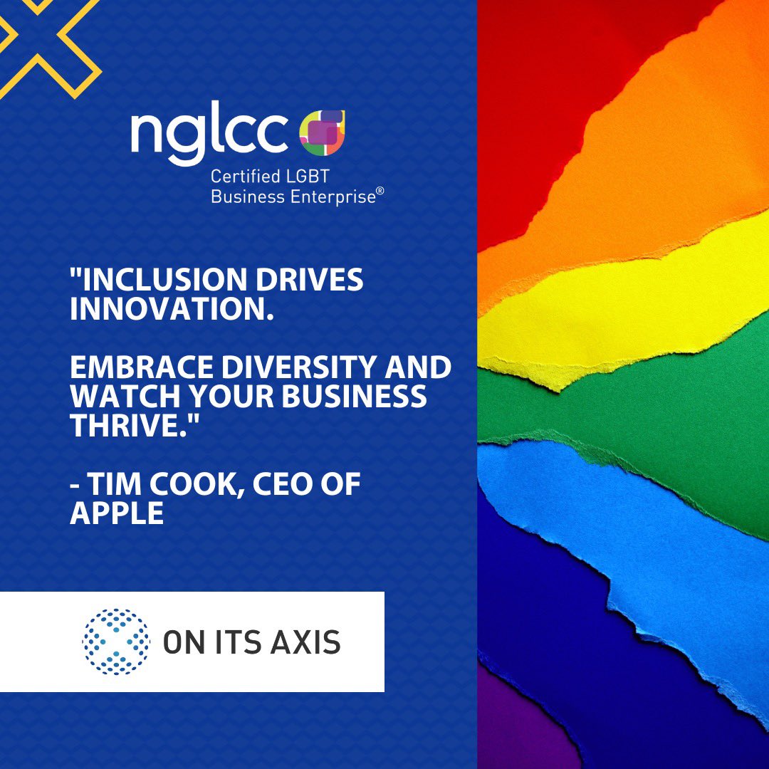 onitsaxis's tweet photo. An Exciting Announcement!

ON ITS AXIS has been certified as an LGBT Business Enterprise and is now a part of the @NGLCC! 

Learn more here: https://t.co/vwAduZNc0R

#lgbtbe #NGLCC #DEI #Diversity #diversityandinclusion #lgbtqbusiness #equality https://t.co/bdqKHPZ8td