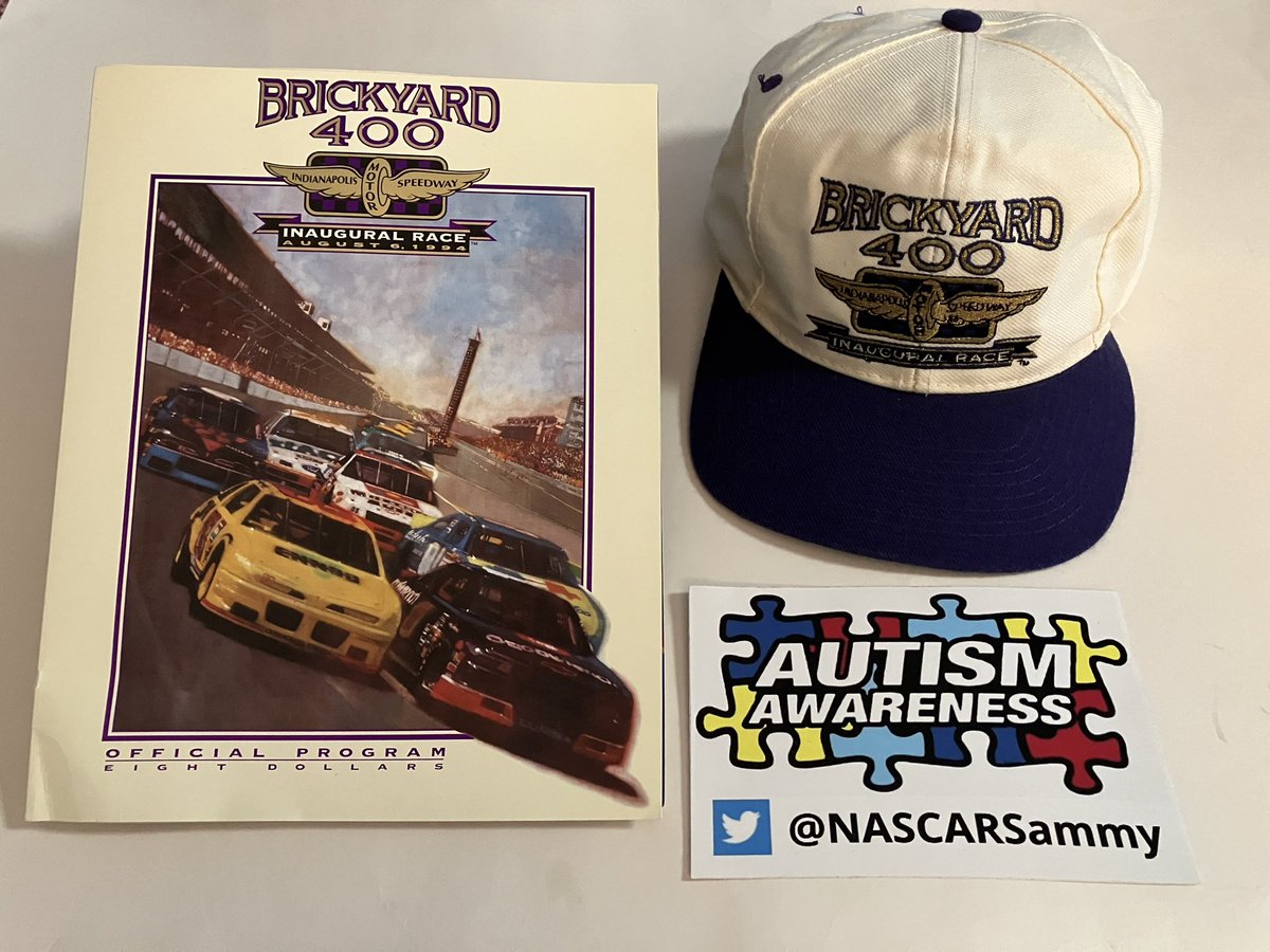 NASCARSammy's tweet photo. 🚨🧩🏁
It’s #Giveaway Time!

 Let’s spread #AutismAwareness in #NASCAR @IMS!

You could win this AWESOME #BrickYard400 Inaugural (1994) race weekend hat &amp; program, donated by @JimmySc87242271.

To enter:
Follow, Retweet &amp; Tag some friends.

Winner announced at the 🏁Sunday! https://t.co/ABcz3lAvSc