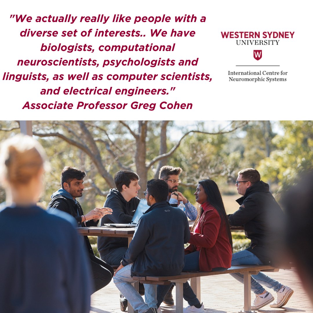 The_ICNS's tweet photo. Do you want to work in neuromorphic engineering? Associate Professor Greg Cohen explains we come from a wide range of backgrounds to work in this #innovative area. Apply now https://t.co/8HOpzdqCIP #research @Westernsydneyu #engineeringPhD @chngre003 #PhDopportunity #scienceweek https://t.co/NQOoAt72QA