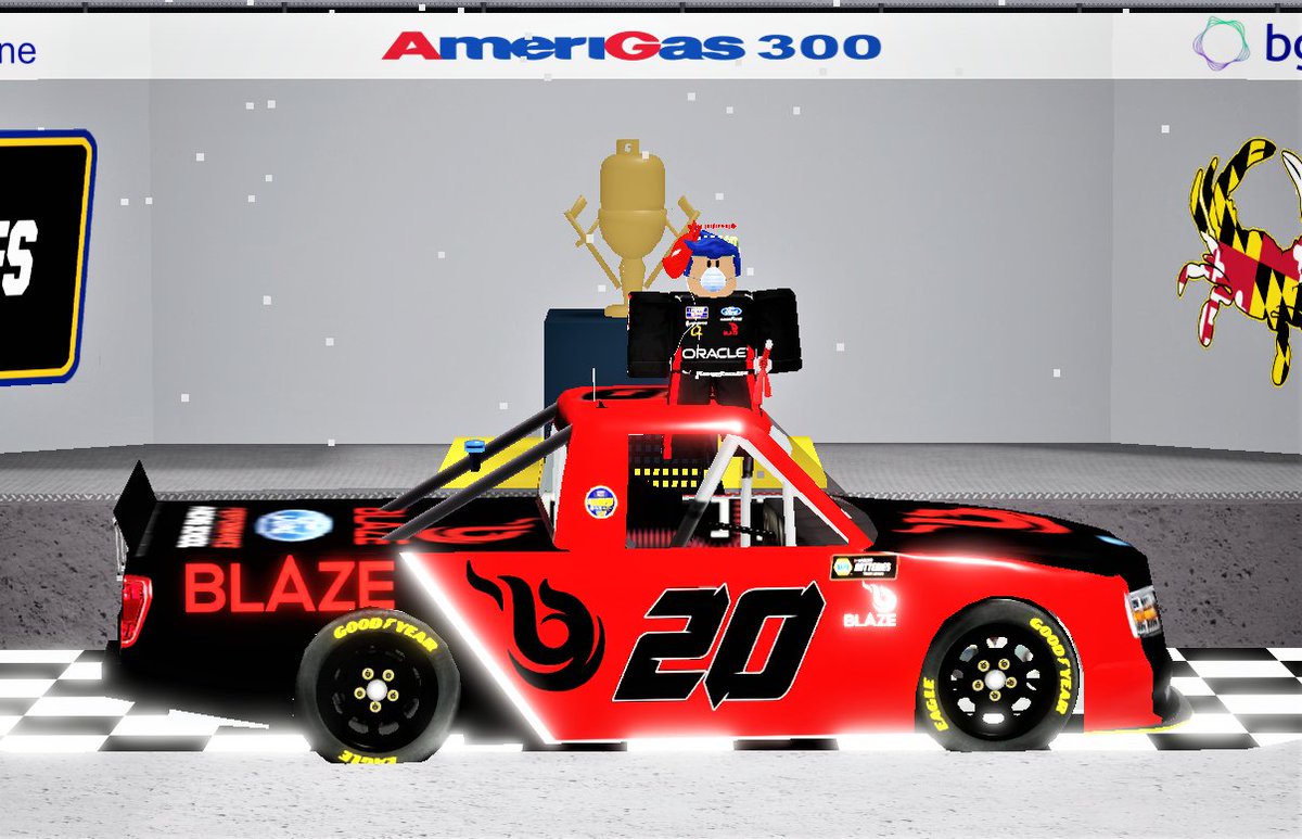 OfficialNAPRA's tweet photo. To everyone's surprise, @forzablade456 wins the AmeriGas 300 at Maryland! (everyone expected dominance and thats what they got) #NASCAR #ROBLOX #RoRacing https://t.co/LI0Val2zmp