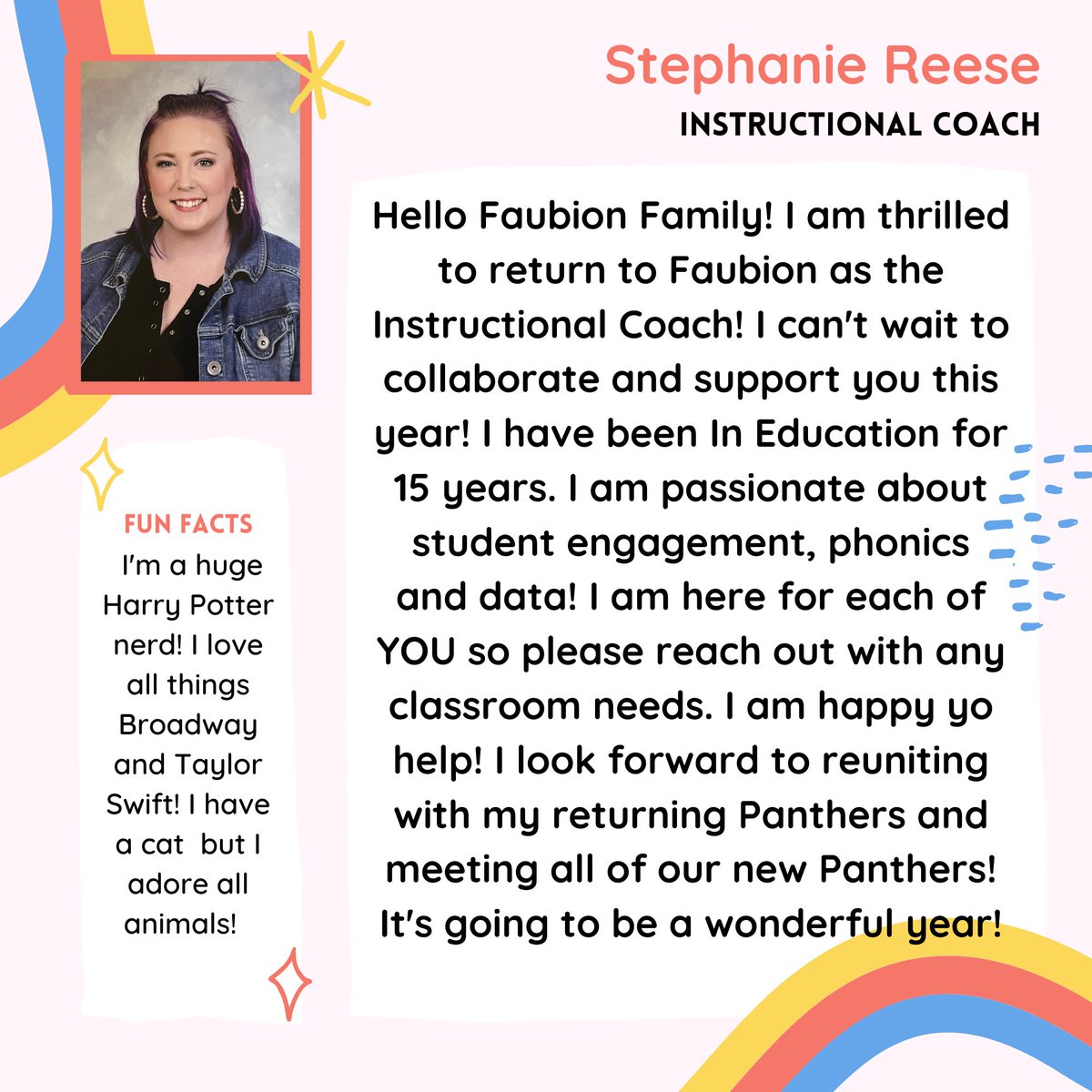 Welcome to Faubion, Stephanie Reese! #faubionstrong #1lisd #welcomehome #AdventureAwaits