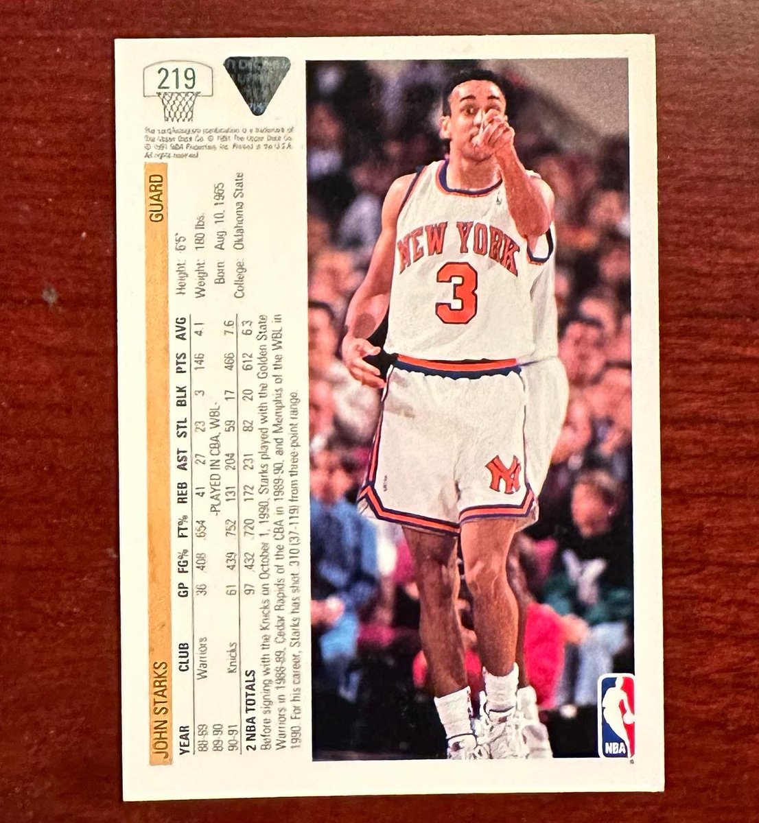 1991 Upper Deck John Starks! Hate him or love him, this guy was scrappy and tough! Unlike today’s soft generation, he didn’t try and make friends, he balled! It’s Rivalry Weekend, who gets posted tomorrow? Reggie or MJ? #junkwax #johnstarks #newyorkknicks #knicks #nba #cards