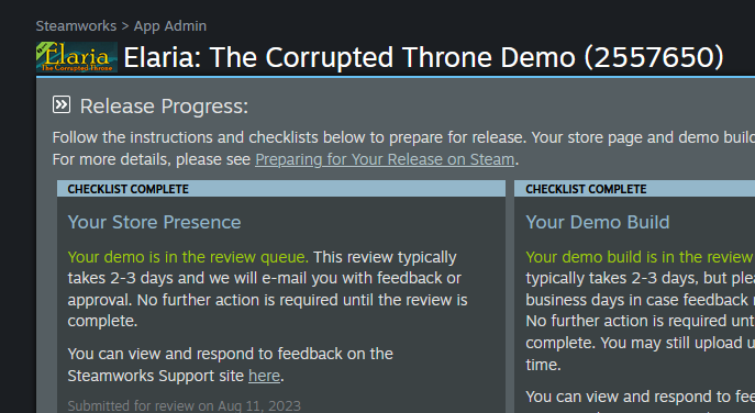 Hustlin and bustlin to get this demo out the door and i completely didn't account for the steam review process 😤
Looks like the demo will be next week!
➡️Wishlist on Steam!➡️tinyurl.com/ElariaTCT

#gamedev #IndieGameDev #indiegame #indiedev #gamedeveloper #indiegamedeveloper