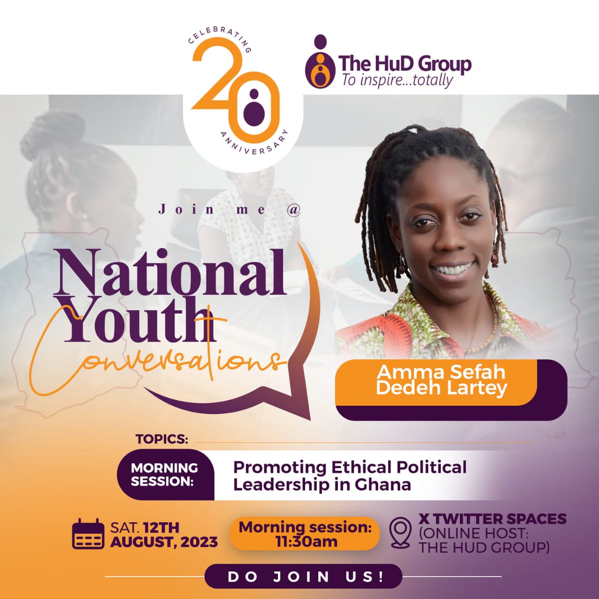 TheManDamanka's tweet photo. The much anticipated #NationalYouthConversation is today, Saturday, 12th August, 2023 (International Youth Day).

Come &amp; let's engage.

#Venue: X (Twitter) Spaces (It's Online - TheHuDGroup)

Time:
Morning session - 11:30am
Evening session - 5:30pm

https://t.co/ChcQ0kHLYm https://t.co/lw7QpuhKtY