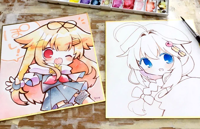 夕立だいたい完成～!時雨も描きはじめてます。 #艦これ