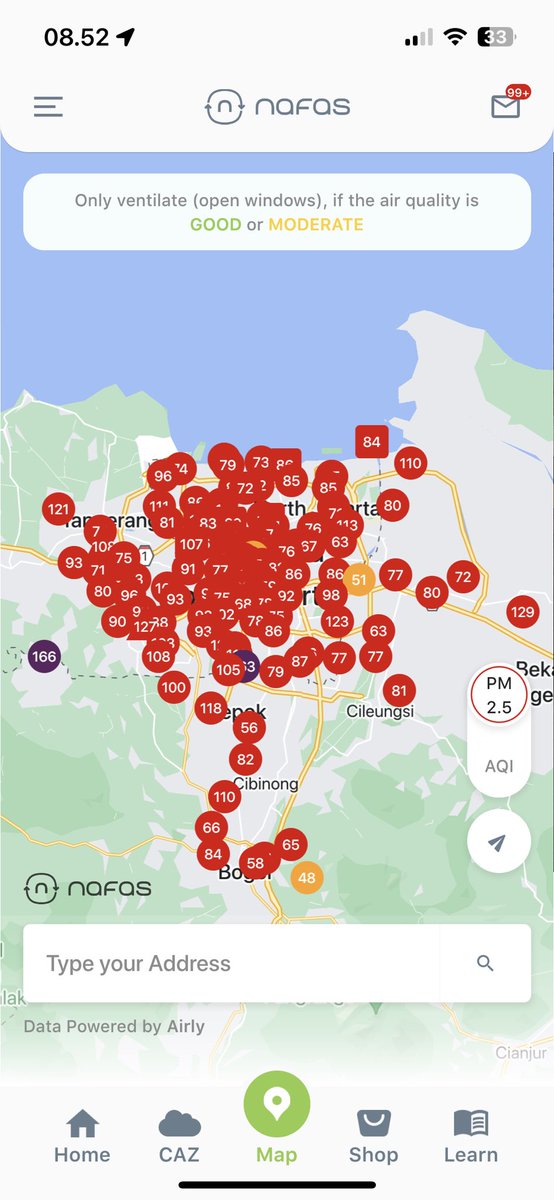 piotrj's tweet photo. 🚩ITU 🚩BUKAN 🚩KABUT 

Pagi ini SELURUH JAKARTA TIDAK SEHAT

Guideline paparanPM2.5  tahunan WHO itu 5 ug/m3. Di Jakarta rata2 hampir 20x di atas 😭😭

Coba kita lihat 

Parung Panjang - 33x di atas WHO
Tanah Baru - 32x di atas WHO
Serpong - 25x di atas WHO

Data dari @nafasidn https://t.co/qwiNGkmUSj