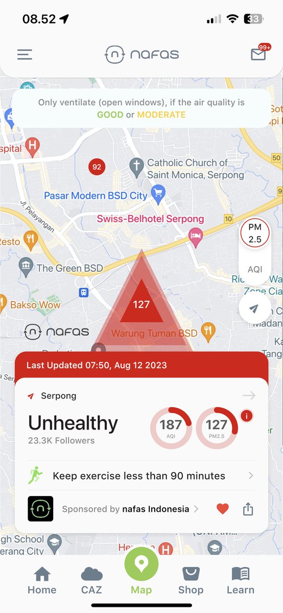 piotrj's tweet photo. 🚩ITU 🚩BUKAN 🚩KABUT 

Pagi ini SELURUH JAKARTA TIDAK SEHAT

Guideline paparanPM2.5  tahunan WHO itu 5 ug/m3. Di Jakarta rata2 hampir 20x di atas 😭😭

Coba kita lihat 

Parung Panjang - 33x di atas WHO
Tanah Baru - 32x di atas WHO
Serpong - 25x di atas WHO

Data dari @nafasidn https://t.co/qwiNGkmUSj