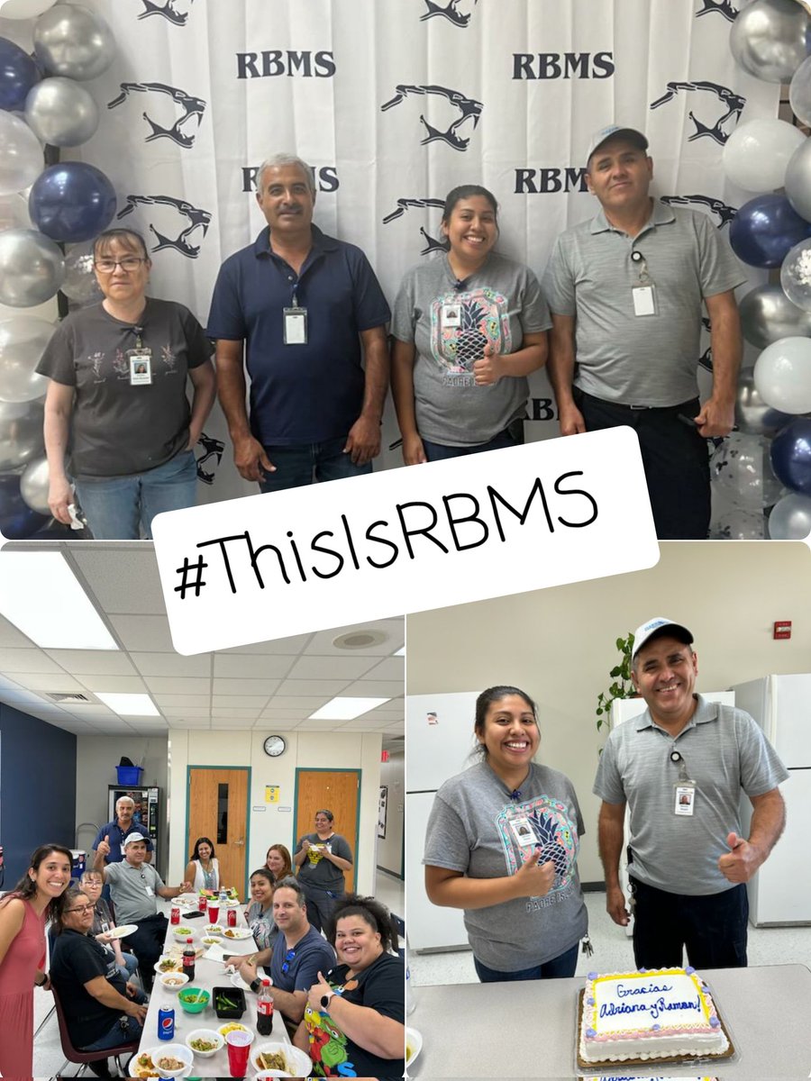 MsDouglas_RBMS's tweet photo. Custodians are the hidden heroes in education & we are blessed w/ some of the best. Today we sat down & broke bread together, as we celebrated & said goodbye to 2 of the best. Adriana & Ramon we wish you the best. We are so thankful for you all. #ThisIsRBMS #RBMSCougars #proudAP https://t.co/2o7hch8svf