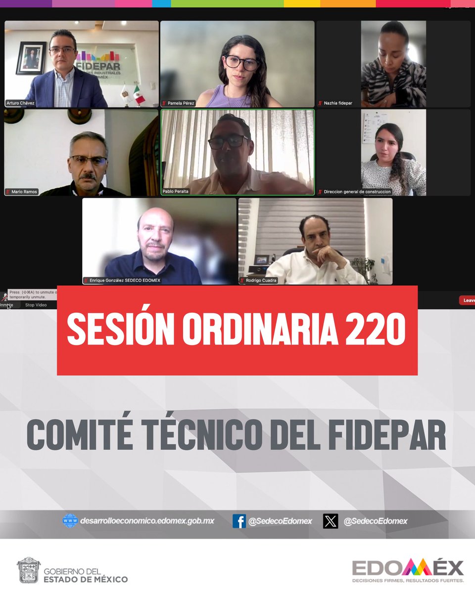 SedecoEdomex's tweet photo. Se llevó a cabo la 220 Sesión Ordinaria del Comité Técnico del #FIDEPAR, para dar seguimiento a las solicitudes y actividades realizadas, con el fin de promover acciones que favorezcan el desarrollo industrial en la entidad. #SEDECO https://t.co/RqjkEVr2id